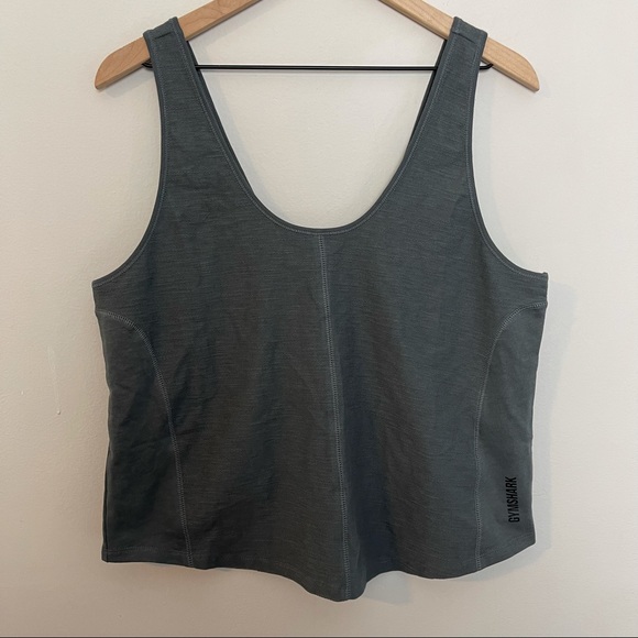 NWT GYMSHARK- Pause Tank Charcoal Baggy Boxy Tank - Picture 3 of 9
